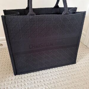 Dior Black Embroidered Canvas Book Tote